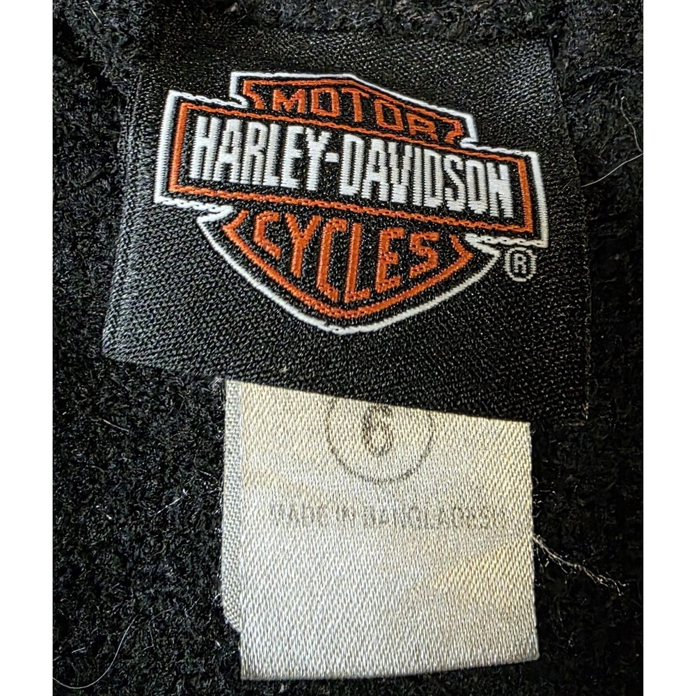 Harley Davidson Fleece Hoodie Sweatshirt Youth 6 Embroidered Logo Black - Picture 2 of 3
